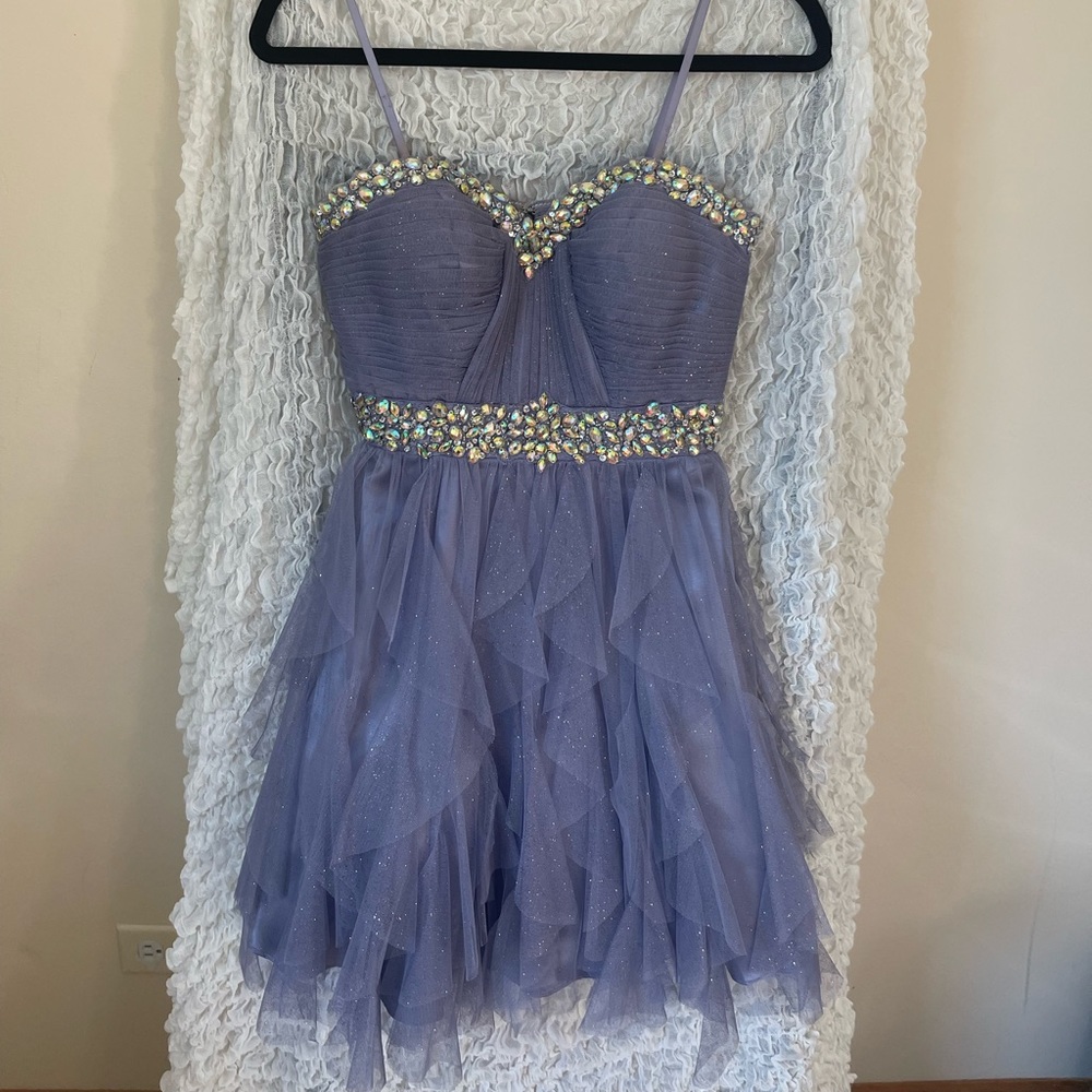 Homecoming strapless dress- iridescent beading size 3/4